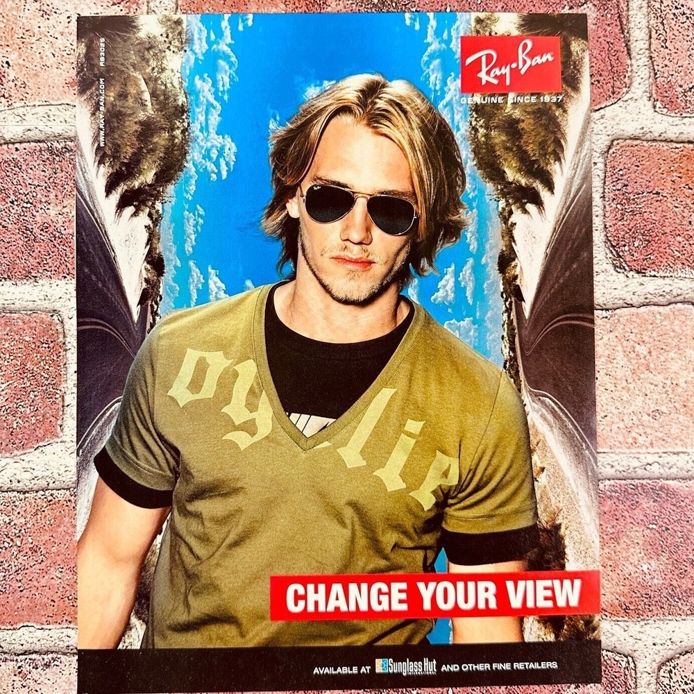 2005 Ray-Ban‎ Sunglasses - Handsome Blonde Man Sideways - Original Vtg PRINT AD